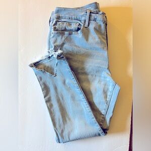 Shark Bite Hem High Rise Skinny Ankle Jeans by a.n.a. Size 12. Light pale blue